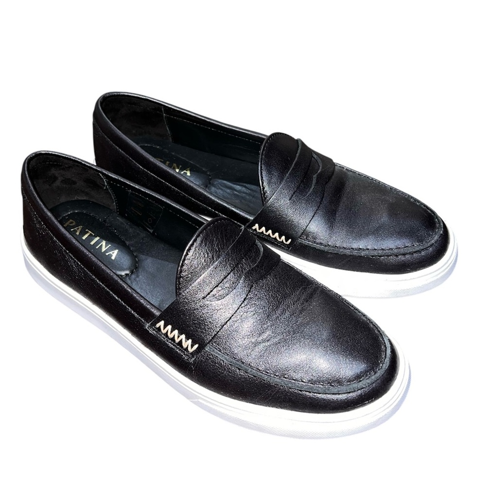 Patina Black Leather Penny Loafers - Women - Picture 2 of 6